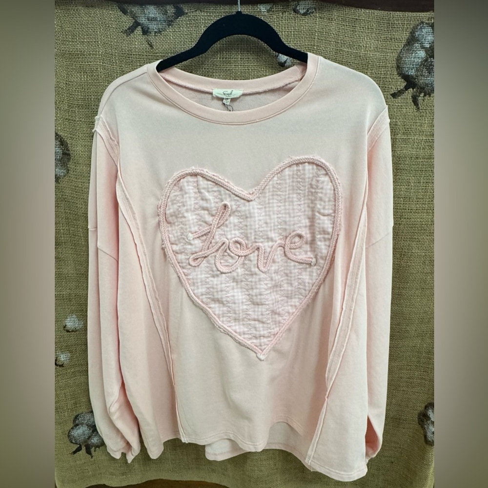 Easel Soft Pink Love Top - NWT